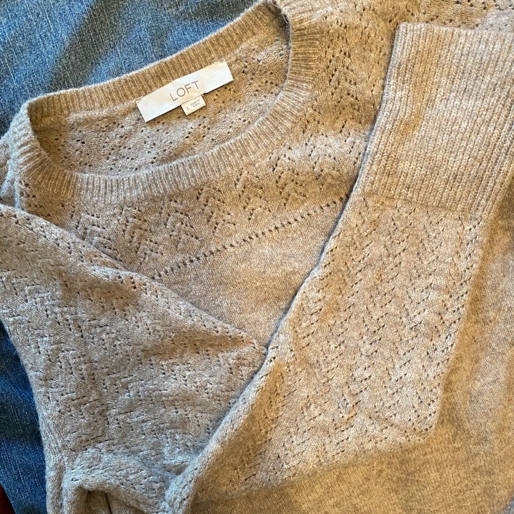 Stitch Detail Loft Tan Sweater